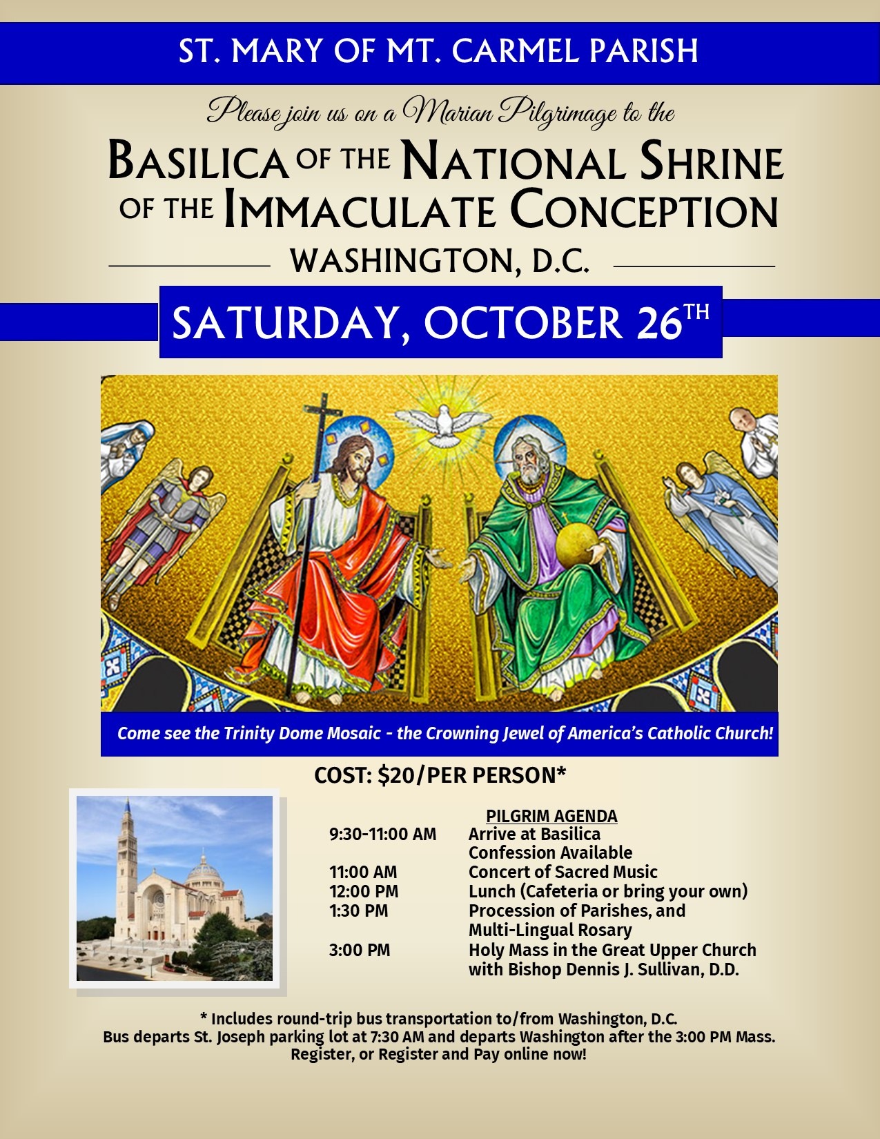 Pilgrimage Register and Pay Online St. Mary of Mount Carmel Parish